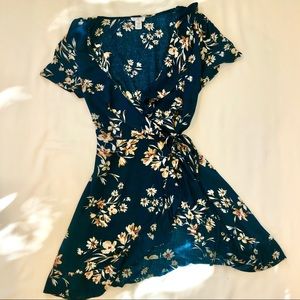 Ivy and Main | Teal Floral Wrap Dress